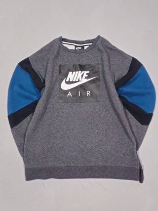 Sudadera Nike Air gris azul XL Logo grande Vintage
