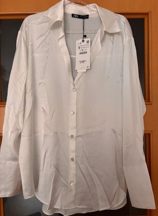 Camisa Blanca Satinada Zara