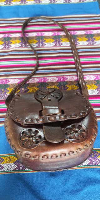 Bolso Bandolera Cuero Artesanal Vintage Años 70