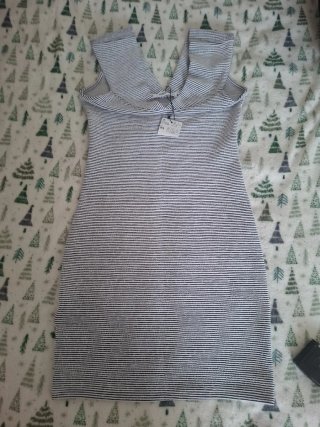 Vestido Mango Rayas Gris Talla XS