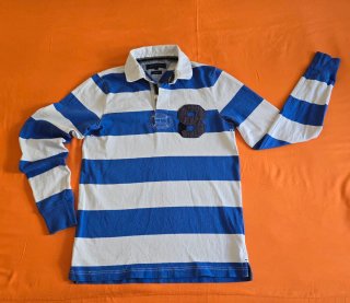 Polo Rugby Tommy Hilfiger Rayas Azul y Blanco