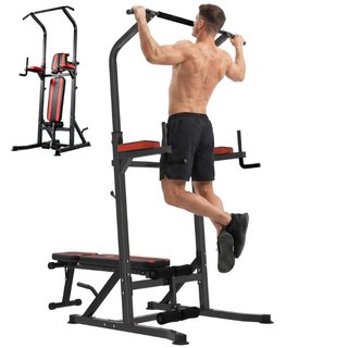 Power Tower Pieghevole con Panca Piana Regolabile,