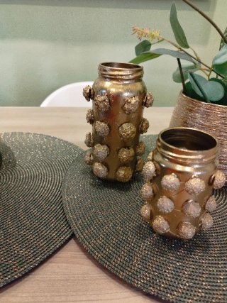 Set de 2 Jarrones Decorativos Dorados