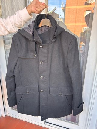 Chaquetón de paño negro para hombre