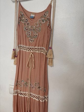 Vestido largo bohemio rosa talla M