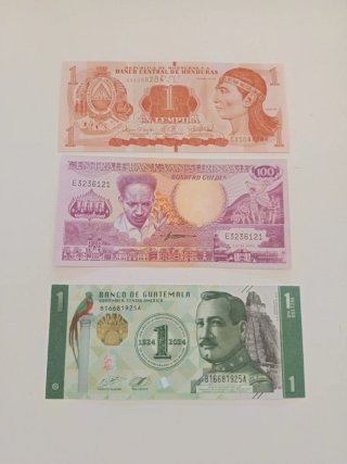Lote de 3 Billetes de Centroamérica