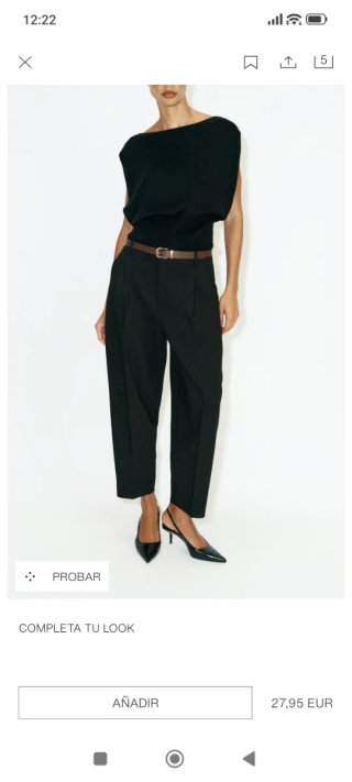 Pantalón Negro con Cinturón Zara