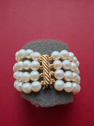 Pulsera 4 Hilos Perlas Cultivadas y Oro 18k