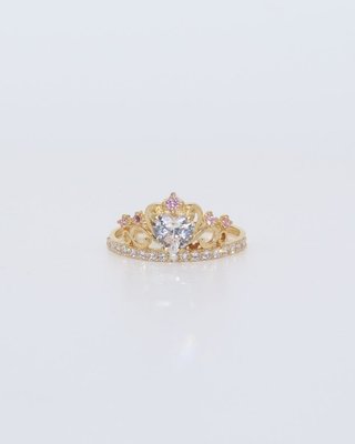 ANILLO CORONA CON CIRCONITAS ROSA. Oro 18k