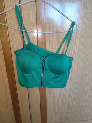 Top Verde con Cremallera