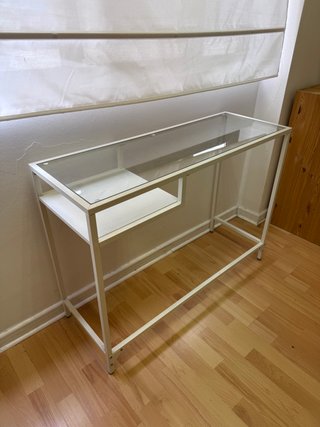 Mesa Consola Blanca con Sobre de Cristal