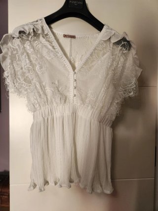 Camisa Blanca de Encaje Trendie