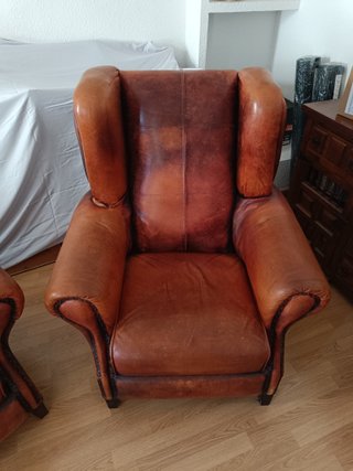 Set de 2 Sillones de Piel Marrón