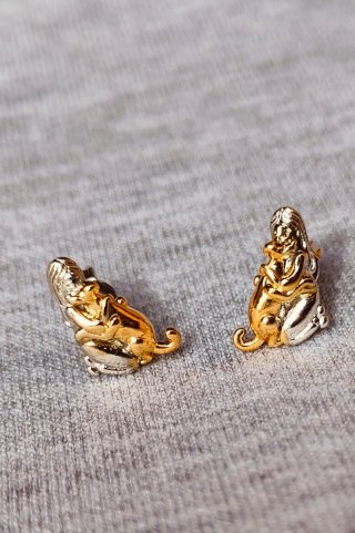 Pendientes de Plata y Oro perro y mujer