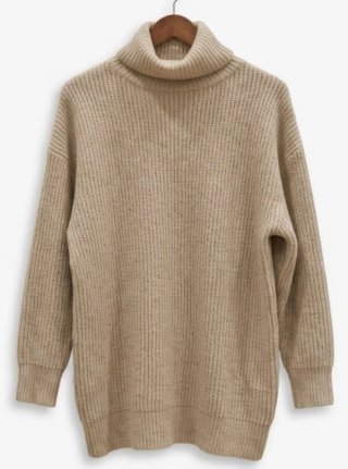 Jersey Largo de Cuello Alto Beige