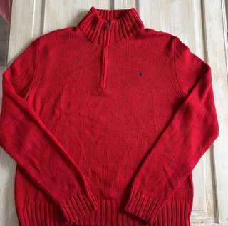 Jersey Quarter Zip Ralph Lauren Rojo Talla L