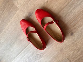 Bailarinas Rojas Zara de piel