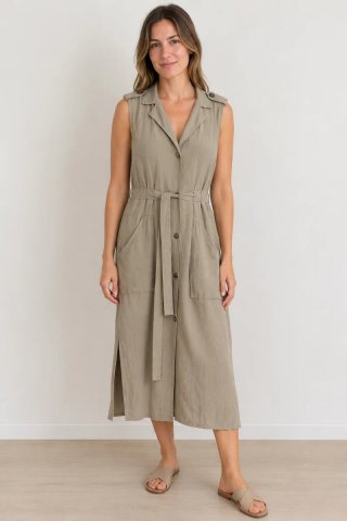 Vestido camisero Zara beige