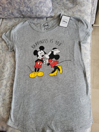 Camiseta Disney Mickey y Minnie Gris