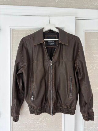 Cazadora Polipiel Marrón Pull&Bear Talla XS