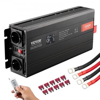 Pure Sine Wave Inverter, 3000 Watt, DC 12V to AC 2