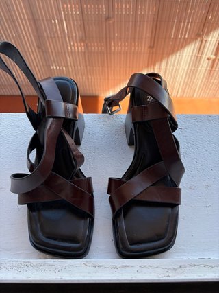 Sandalias de Tiras Marrones Zara Talla 37