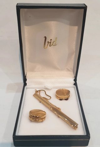 Set de Gemelos y Pasa Corbata Chapado Oro