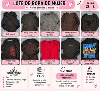 Lote de 10 prendas de ropa mujer tallas XS-S