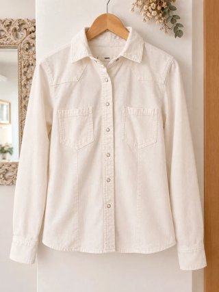 Camisa de pana blanca Mango