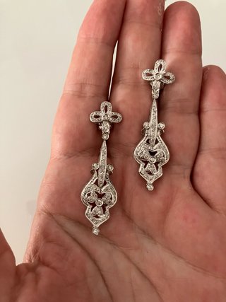 Pendientes Largos Vintage con Diamantes