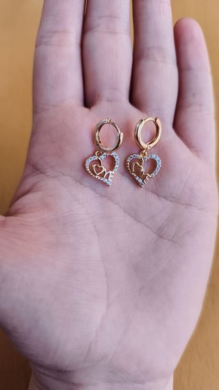3x15€.Pendientes de Corazón Chapados en Oro