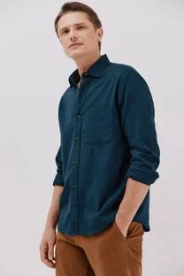Camisa Franela Cortefiel Azul Talla S
