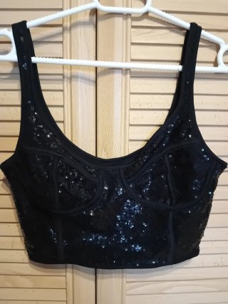Top Negro con Lentejuelas Talla S