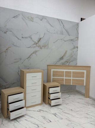 Dormitorio moderno roble + blanco Nuevo.