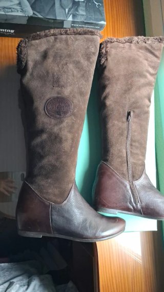 Botas Altas Marrones Piel y Ante