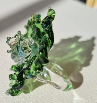 Anillo Vidrio Flor Verde Esmeralda
