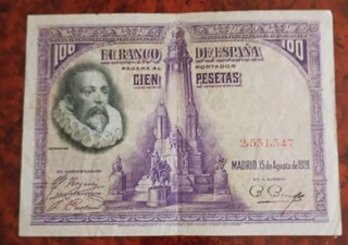 ESPAÑA - SIN SERIE - 100 Pesetas 1928 Circulado