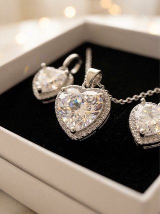 Conjunto en plata 925 de Corazón con crystal