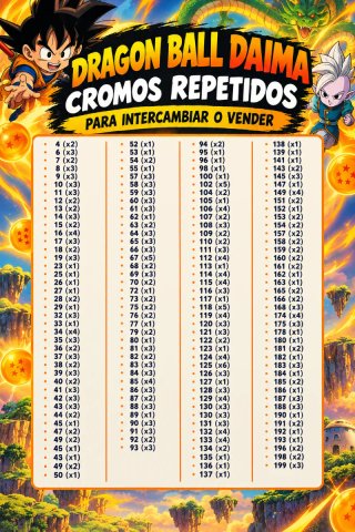 Cromos Repetidos Dragon Ball Daima ( leer)
