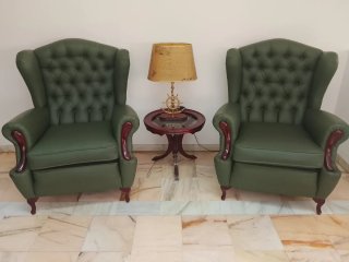 Set de 2 Sillones de Piel Verde