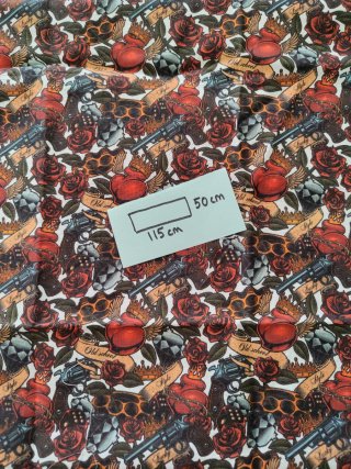 Retal de Tela Algodón Estampado Old School