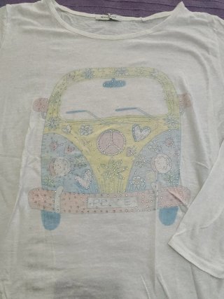 Camiseta Blanca Estampado Furgoneta