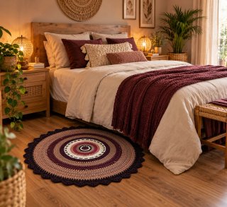 Alfombra Artesanal Boho Redonda 115cm