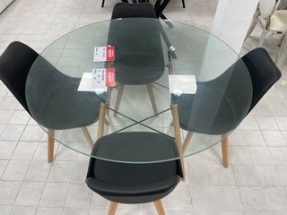 Mesa Redonda de Cristal y 4 Sillas