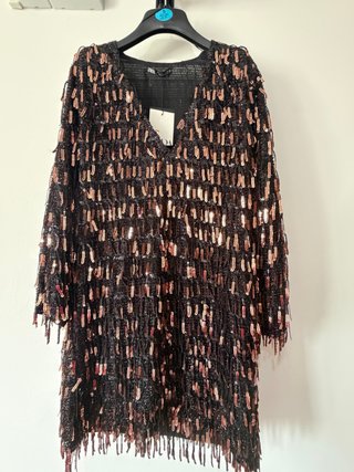 Vestido Fiesta Zara Negro Talla S