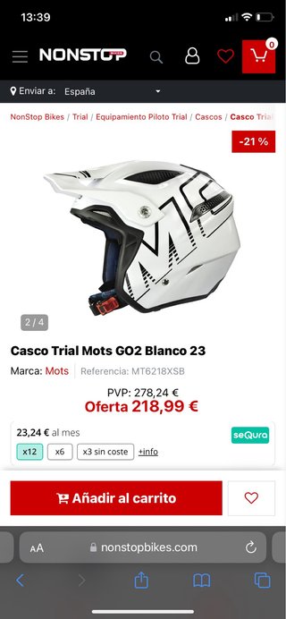 Casco de Trial Mots GO2 Blanco Talla S
