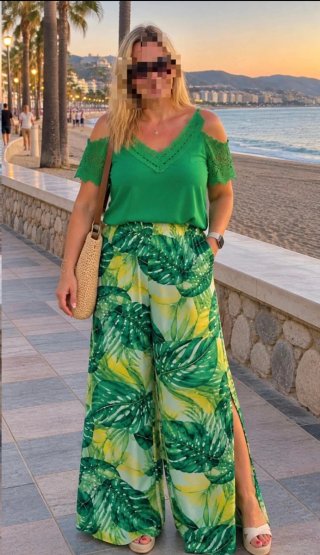 Conjunto Blusa y Pantalón Estampado verde esmerald