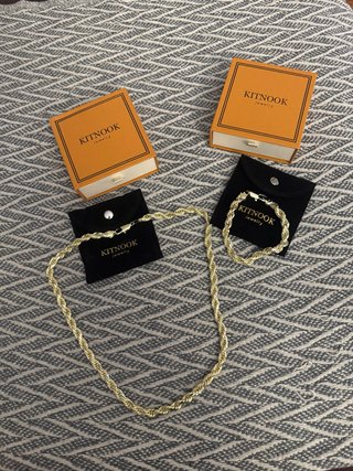 Conjunto Cadena y Pulsera KITNOOK Baño Oro 14k