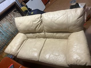 Sofá de Piel Beige 2 Plazas