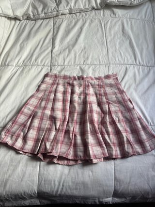 Falda a cuadros rosa